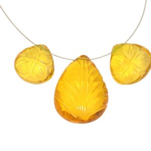 AAA Citrine Gemstone Quartz Carving Necklace Beads | Quartz Briolettes | Citrine Hydro Quartz Leaf & Flower Carving Beads Set for Jewelry | Natural genuine other-shape Gemstone beads for beading and jewelry making.  #jewelry #beads #beadedjewelry #diyjewelry #jewelrymaking #beadstore #beading #affiliate #ad
