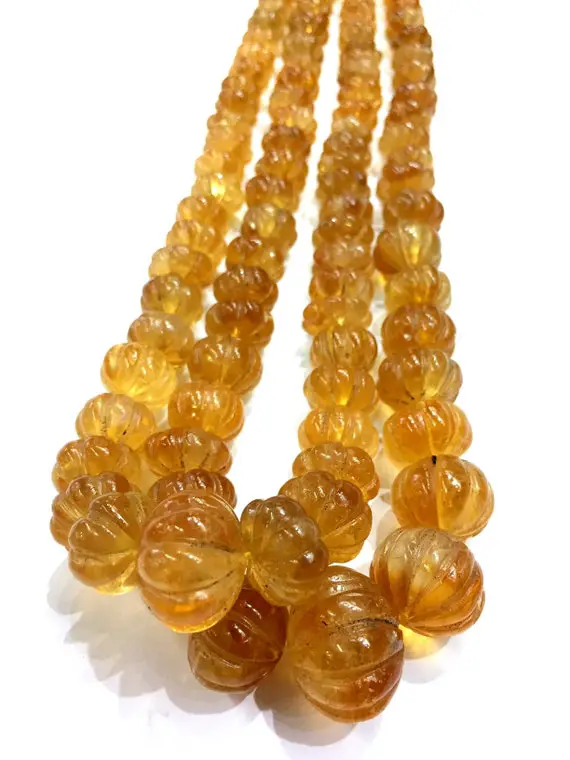 Natural Citrine Pumpkin Shape Beads Citrine Hand Carved Rondelle Beads Citrine Carving Gemstone Beads Wholesale Citrine Beads Top Quality