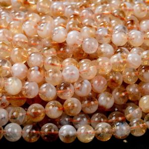 Shop Citrine Round Beads! Natural Citrine Gemstone Round 4MM 5MM 6MM Loose Beads (D121) | Natural genuine round Citrine beads for beading and jewelry making.  #jewelry #beads #beadedjewelry #diyjewelry #jewelrymaking #beadstore #beading #affiliate #ad