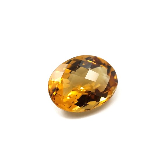 Natural Citrine Oval Cut Gemstone - Faceted Golden Orange Quartz, 12x15mm, 8.18ct