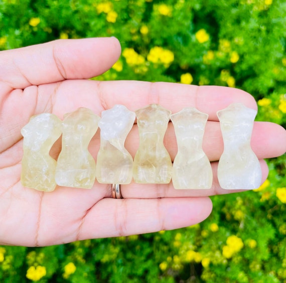 Citrine Female Body (1) Citrine Crystal Crystal Body , Mini Xs Clear Yellow Tumbled Carving Crystal Body Stone Natural Gems Not Heated