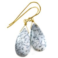 Dendrite Agate Earrings 14k Solid Gold Or Filled Or Sterling Silver Dangle Drops Natural Marbling White Black Simple Drops 1.5 Inches | Natural genuine Gemstone jewelry. Buy crystal jewelry, handmade handcrafted artisan jewelry for women.  Unique handmade gift ideas. #jewelry #beadedjewelry #beadedjewelry #gift #shopping #handmadejewelry #fashion #style #product #jewelry #affiliate #ad