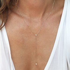Diamond Lariat Necklace, Princess Diamond Necklace in 14k yellow gold. Rose Gold Lariat, White Gold Lariat Necklace, Delicate Diamond chain | Natural genuine Diamond necklaces. Buy crystal jewelry, handmade handcrafted artisan jewelry for women.  Unique handmade gift ideas. #jewelry #beadednecklaces #beadedjewelry #gift #shopping #handmadejewelry #fashion #style #product #necklaces #affiliate #ad