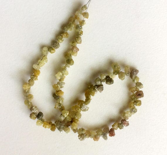 3.5-6mm Yellow Rough Diamond Drops, Yellow Raw Diamond Beads, Yellow Diamond Briolettes, Conflict Free Diamonds For Jewelry (4.5in To 9in)