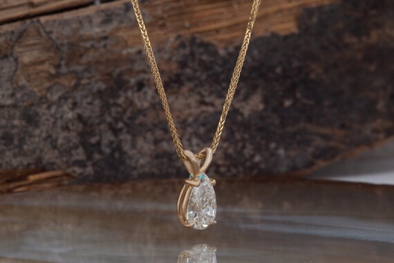 Teardrop Necklace-0.80ct Diamond Pendant-yellow Gold Pendant 14k-diamond Necklace-pear Pendant-diamond Pendant-teardrop Necklace Gold