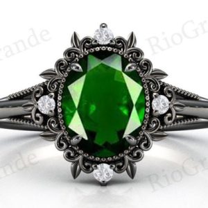 Shop Diopside Rings! Oval Shape Chrome Diopside Engagement Ring For Women 925 Silver Chrome Diopside Wedding Ring Vintage Chrome Diopside Bridal Anniversary Ring | Natural genuine Diopside rings, simple unique alternative gemstone engagement rings. #rings #jewelry #bridal #wedding #jewelryaccessories #engagementrings #weddingideas #affiliate #ad