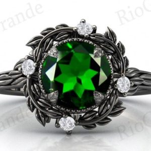 Shop Diopside Rings! Art Deco Floral Leaf Vine Chrome Diopside Engagement Ring 925 Silver Vintage Chrome Diopside Wedding Ring Antique Bridal Anniversary Rings | Natural genuine Diopside rings, simple unique alternative gemstone engagement rings. #rings #jewelry #bridal #wedding #jewelryaccessories #engagementrings #weddingideas #affiliate #ad