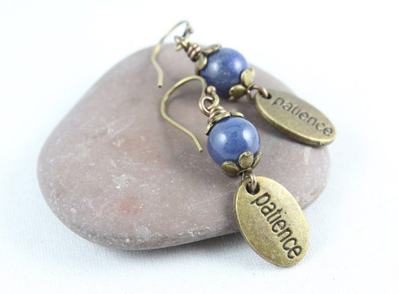 Blue Earrings, Blue Gemstone Earrings, Dumortierite, Dangle Earrings, Blue Healing Gemstone, Gift For Her, Patience, Teacher Gift Ideas