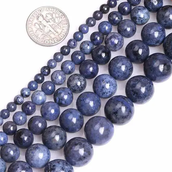 Dark Blue Semi Precious Rare Dumortierite Beads, 6mm 8mm 10mm 12mm Natural Stone Beads