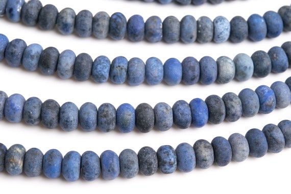 Genuine Natural Dumortierite Gemstone Beads 6x4mm Matte Blue Rondelle Aaa Quality Loose Beads (121614)