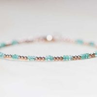 Delicate Emerald Bracelet With Rose Gold Fill Or Sterling Silver, Skinny Zambian Emerald Beaded Jewelry, May Birthstone | Natural genuine Gemstone jewelry. Buy crystal jewelry, handmade handcrafted artisan jewelry for women.  Unique handmade gift ideas. #jewelry #beadedjewelry #beadedjewelry #gift #shopping #handmadejewelry #fashion #style #product #jewelry #affiliate #ad