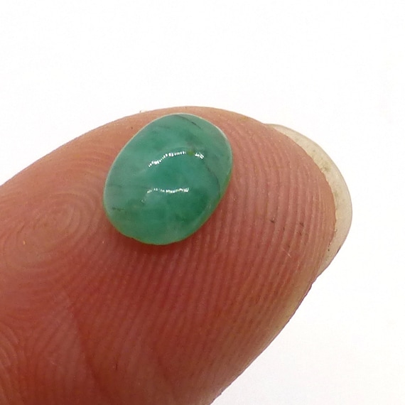 0.75 Carats Emerald Cabochon 7mm X 5mm 7x5 5x7 Oval Gemstone May Birthstone Ring One Stone Birthday Gift Jewelry One Of A Kind Green Grass