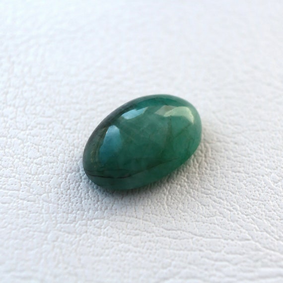 Natural Zambian Emerald Oval Cabochon Loose Gemstone - 8.32ct, 10x16mm