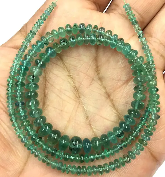 Top Quality Zambian Emerald Smooth Rondelle Beads Emerald Gemstone Beads Emerald Necklace Emerald Strand Jewelry Making Emerald Beads