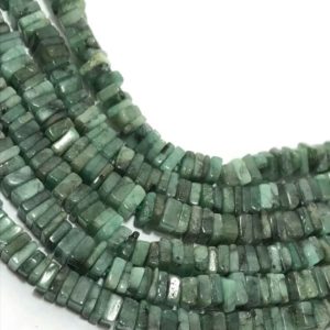 Shop Emerald Bead Shapes! 4.5 to 5 mm Emerald Square Heishi Beads Strand | Emerald |Disc Square | Semiprecious Stone Beads | Gemstone Beads | Square Heishi Beads . | Natural genuine other-shape Emerald beads for beading and jewelry making.  #jewelry #beads #beadedjewelry #diyjewelry #jewelrymaking #beadstore #beading #affiliate #ad