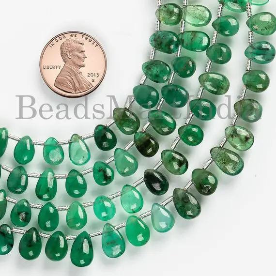 6x8-6.5x9 Mm Shaded Emerald Beads, Emerald Pear Shape Beads, Emerald Smooth Beads, Emerald Gemstone Beads, Natural Jewelry Making Emerald
