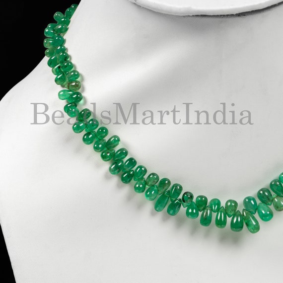 Beautiful Emerald Necklace, Emerald Drops Necklace, Emerald Plain Necklace, Gemstone Necklace, Emerald Bead, Gemstone Jewelry,beaded Jewelry