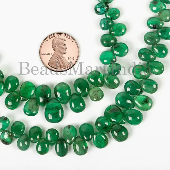 Natural Emerald Beads, Emerald Smooth Pear Shape, 5x6.5-7x10 Mm Beads, Emerald Plain Beads, Emerald Pear Shape Beads, Emerald Gemstone Beads