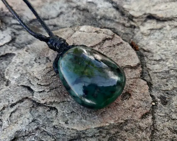 Genuine Emerald Necklace For Men, Green Stone Pendant, Prosperity Jewelry, May Birthstone, Birthday Gifts For Husband