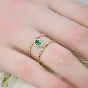 NATURAL EMERALD RING, Gift for her, Emerald Diamond Gold ring, Anniversary gift, Promise ring, Self gift, May Birthstone, Colombian Emerald
