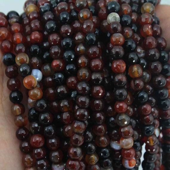 6mm Faceted Fire Agate Beads, Red & Black Agate Beads Round Beads, Loose Gemstone Beads For Jewelry Making--60 Pieces---15-16 Inches--nf044 6mm Faceted Fire Agate Beads, Red & Black Agate Beads Round Beads, Loose Gemstone Beads For Jewelry Making--60 Pieces---15-16 Inches--nf044