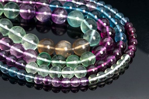 Genuine Natural Multicolor Fluorite Loose Beads Grade Aaa Round Shape 6mm 8mm 10mm 12mm