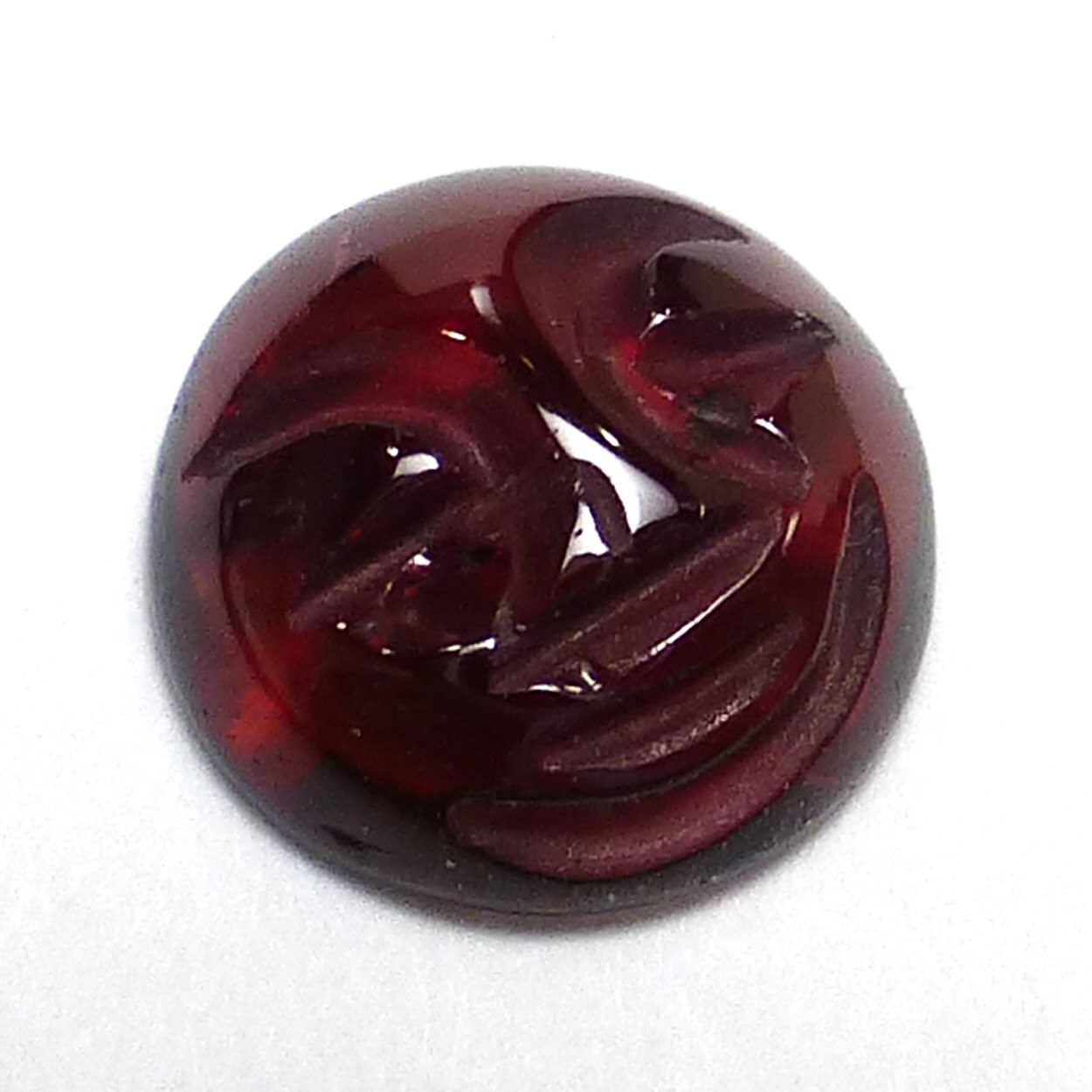 2.73 Carats Garnet Cabochon 9mm Round Carved Face Calibrated Gemstone January Birthstone Deep Burgundy Designer Ring Rings One Stone