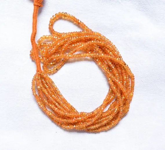 3mm - 4mm Orange Garnet Gemstone Beads, Faceted Orange Garnet Drilled Rondelles, Natural Orange Garnet Beads, 16" - 17" Full Strand #pp9077
