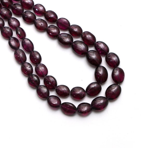 Garnet Smooth Oval Beads, 3.5x4.5 Mm To 7x9 Mm, Garnet Jewelry Making Beads, 8 Inches / 18 Inches Full Strand, Price Per Strand