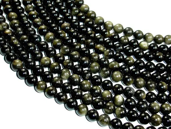 Golden Obsidian Beads, Round, 8mm (8.3mm), 15 Inch, Full Strand, Approx 47 Beads, Hole 1 Mm, A Quality (239054003)