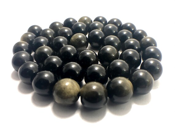 Natural Black Golden Obsidian Beads, Gemstone Beads, 4mm 8mm 10mm 12mm 14mm 16mm 18mm Natural Round Stone Beads, 15''5 Strand