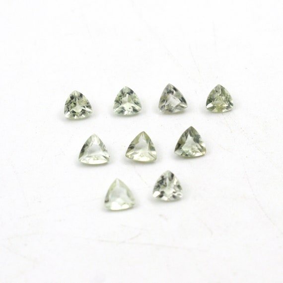 Green Amethyst, Natural Amethyst, Loose Gemstones For Jewelry, Triangle/trillion Amethyst, Facted Flat Back Amethyst, Calibrated Sizes
