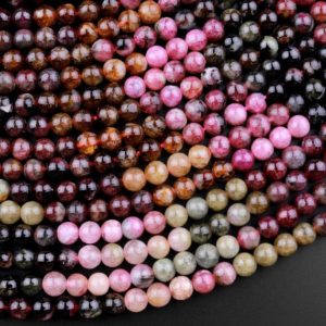 Natural Multicolor Watermelon Pink Green Tourmaline Round Beads 5mm 6mm Colorful Real Genuine Tourmaline Gemstone 15.5" Strand | Natural genuine round Green Tourmaline beads for beading and jewelry making.  #jewelry #beads #beadedjewelry #diyjewelry #jewelrymaking #beadstore #beading #affiliate #ad