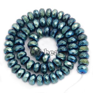 Shop Hematite Faceted Beads! gem Natural Faceted Green Hematite Rondelle Beads, Disk Stone Beads,  Spacer Loose Jewelry beads, 2mm 3mm 4mm 6mm 8mm 10mm 16'' strand | Natural genuine faceted Hematite beads for beading and jewelry making.  #jewelry #beads #beadedjewelry #diyjewelry #jewelrymaking #beadstore #beading #affiliate #ad