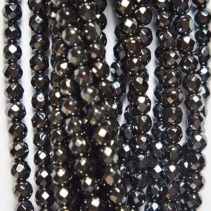Shop Hematite Faceted Beads! Faceted Hematite Round Beads 4 mm – Full Strand 16", 105 beads, AA Quality | Natural genuine faceted Hematite beads for beading and jewelry making.  #jewelry #beads #beadedjewelry #diyjewelry #jewelrymaking #beadstore #beading #affiliate #ad