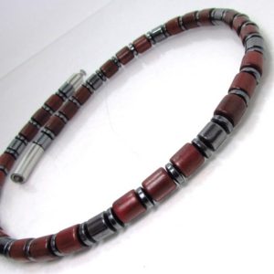 Shop Hematite Necklaces! Masculine Handmade Necklace, Hematite Gemstone and Rosewood Men Necklace, Limited Edition, Mens Beaded Necklace, Mens Choker +Gift Box | Natural genuine Hematite necklaces. Buy handcrafted artisan men's jewelry, gifts for men.  Unique handmade mens fashion accessories. #jewelry #beadednecklaces #beadedjewelry #shopping #gift #handmadejewelry #necklaces #affiliate #ad