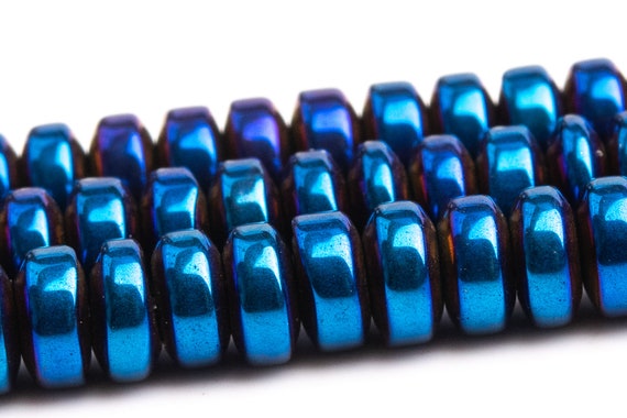 4x2mm Blue Hematite Beads Grade Aaa Natural Gemstone Rondelle Loose Beads 15" / 7.5" Bulk Lot Options(101399)