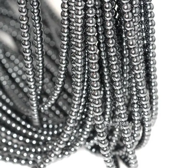 3mm Noir Black Hematite Gemstone Black Round 3mm Loose Beads 16 Inch Full Strand (90147925-107-3mm F)