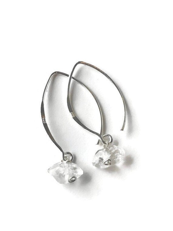 Herkimer Earrings Herkimer Diamonds Gold Fill Earrings Silver Earrings April Birthstone Birthday Crystal Earrings Boho Dainty Earrings
