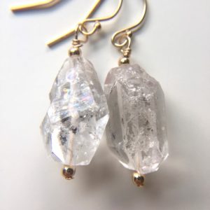 Shop Herkimer Diamond Earrings! Herkimer Diamond Quartz  Earrings – April Birthstone – Diamond Jewelry – Gold Or Silver – Raw Crystal Earrings –  Gift For Her | Natural genuine Herkimer Diamond earrings. Buy crystal jewelry, handmade handcrafted artisan jewelry for women.  Unique handmade gift ideas. #jewelry #beadedearrings #beadedjewelry #gift #shopping #handmadejewelry #fashion #style #product #earrings #affiliate #ad