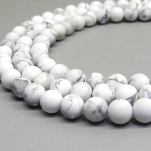 Howlite Beads, Matte Howlite, 8mm Beads, Frosted Beads, White Howlite, White Beads Natural Gemstones 8mm Gemstone Beads, Howlite White Beads | Natural genuine other-shape Howlite beads for beading and jewelry making.  #jewelry #beads #beadedjewelry #diyjewelry #jewelrymaking #beadstore #beading #affiliate #ad