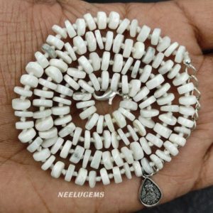 Shop Howlite Bead Shapes! Hand Knotted Howlite Necklace,Howlite Knotted Necklace,Heishi Bead Necklace,Howlite Beads Necklace,Howlite Candy Necklace,Howlite Beads | Natural genuine other-shape Howlite beads for beading and jewelry making.  #jewelry #beads #beadedjewelry #diyjewelry #jewelrymaking #beadstore #beading #affiliate #ad