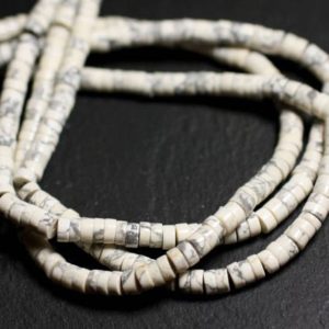 Shop Howlite Bead Shapes! Wire 39cm 150pc approx – Stone Beads – Howlite Washers Heishi 4x2mm | Natural genuine other-shape Howlite beads for beading and jewelry making.  #jewelry #beads #beadedjewelry #diyjewelry #jewelrymaking #beadstore #beading #affiliate #ad
