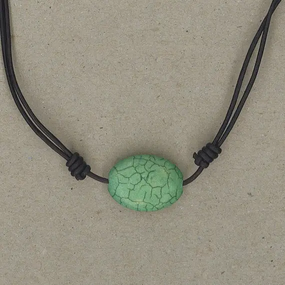 Howlite Pendant Adjustable Leather Necklace Handmade By Chris Hay
