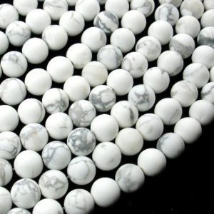 Matte White Howlite, 8mm (8.5mm), Round Beads, 15 Inch, Full strand, Approx. 46 beads, Hole 1mm, A quality (275054019) | Natural genuine round Howlite beads for beading and jewelry making.  #jewelry #beads #beadedjewelry #diyjewelry #jewelrymaking #beadstore #beading #affiliate #ad