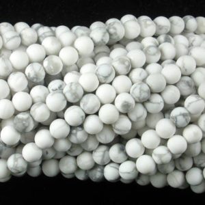 Shop Howlite Round Beads! Matte White Howlite Beads, Round, 4mm (4.8mm), 14.5 Inch, Full strand, Approx. 88 beads, Hole 0.8mm (275054021) | Natural genuine round Howlite beads for beading and jewelry making.  #jewelry #beads #beadedjewelry #diyjewelry #jewelrymaking #beadstore #beading #affiliate #ad
