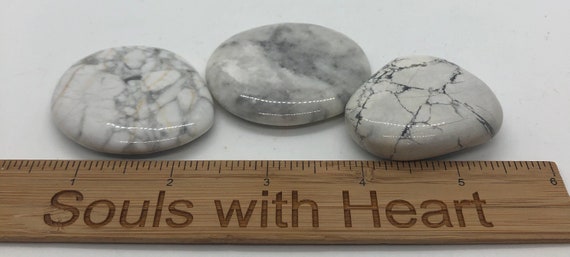 Howlite Smooth Flat Tumbled Stone, Healing Stone, Healing Crystal, Chakra Stone,spiritual Stone