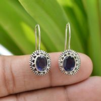 Iolite Earrings * Iolite Jewelry * 5x7mm Oval Iolite Earrings * Boho Earring * 925 Sterling Solid Silver Earring * Iolite Gemstone Earrings | Natural genuine Gemstone jewelry. Buy crystal jewelry, handmade handcrafted artisan jewelry for women.  Unique handmade gift ideas. #jewelry #beadedjewelry #beadedjewelry #gift #shopping #handmadejewelry #fashion #style #product #jewelry #affiliate #ad