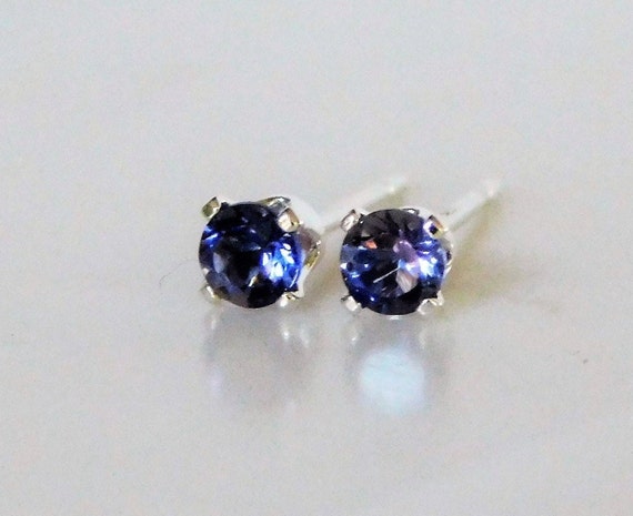 Iolite 3mm Studs ~ Dainty Iolite Earring Studs ~ Iolite Earrings ~ Viking Sun Stone Earrings ~ Purple Jewelry ~ Iolite Jewelry Gift