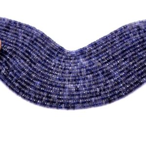Shop Iolite Faceted Beads! AAA+ Iolite Gemstone 4mm / 5mm Faceted Heishi / Tyre Rondelle Disc Beads | 13inch Strand | Natural Iolite Gemstone Coin / Spacer Beads | Natural genuine faceted Iolite beads for beading and jewelry making.  #jewelry #beads #beadedjewelry #diyjewelry #jewelrymaking #beadstore #beading #affiliate #ad